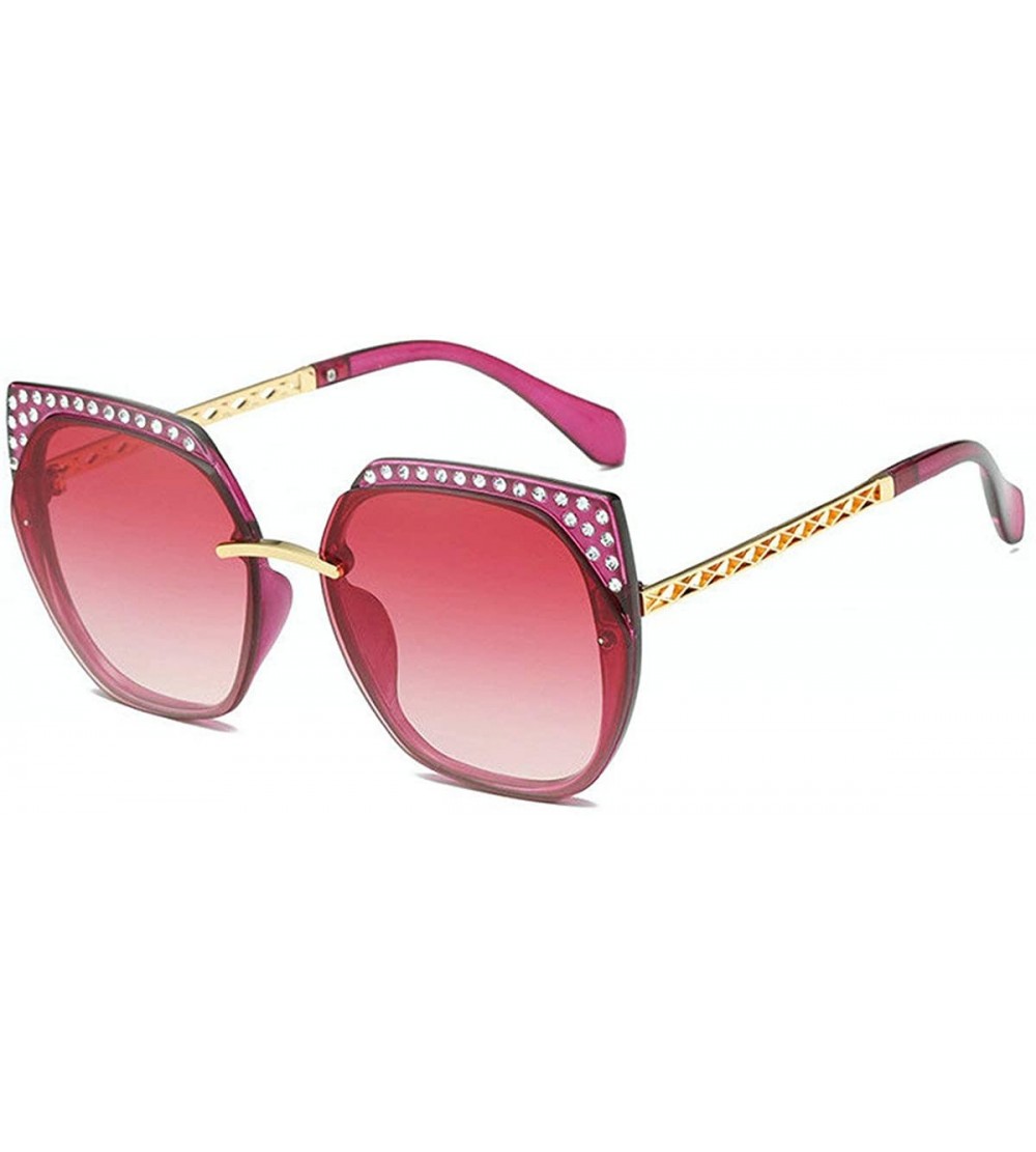 Rimless Fashion Cat Sunglasses Luxury Diamond Rimless Lady sun glasses uv400 - Red - CP18RQ2UK0A $22.23