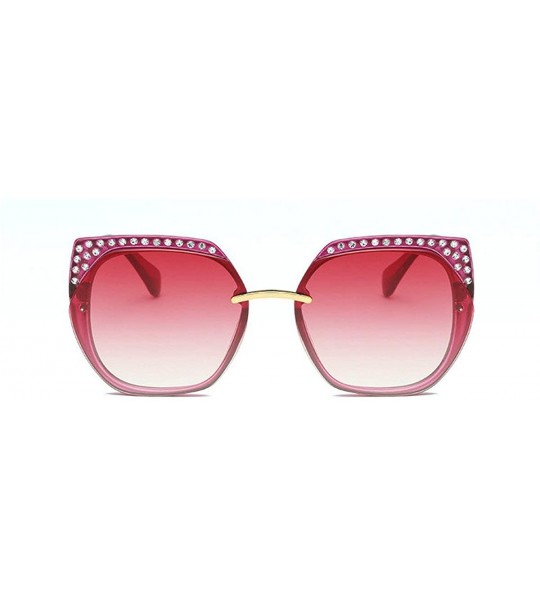 Rimless Fashion Cat Sunglasses Luxury Diamond Rimless Lady sun glasses uv400 - Red - CP18RQ2UK0A $22.23