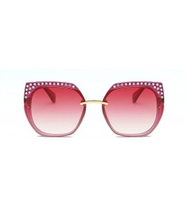 Rimless Fashion Cat Sunglasses Luxury Diamond Rimless Lady sun glasses uv400 - Red - CP18RQ2UK0A $22.23