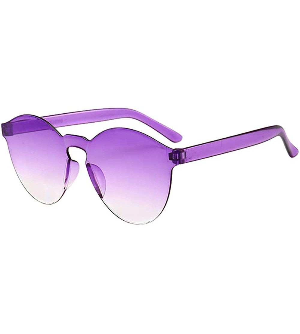 Semi-rimless Fashion Rimless Sunglasses Transparent Candy Color Eyewear Resin Lens Sunglasses Eyewear - P - CF1908NOU8Z $17.89