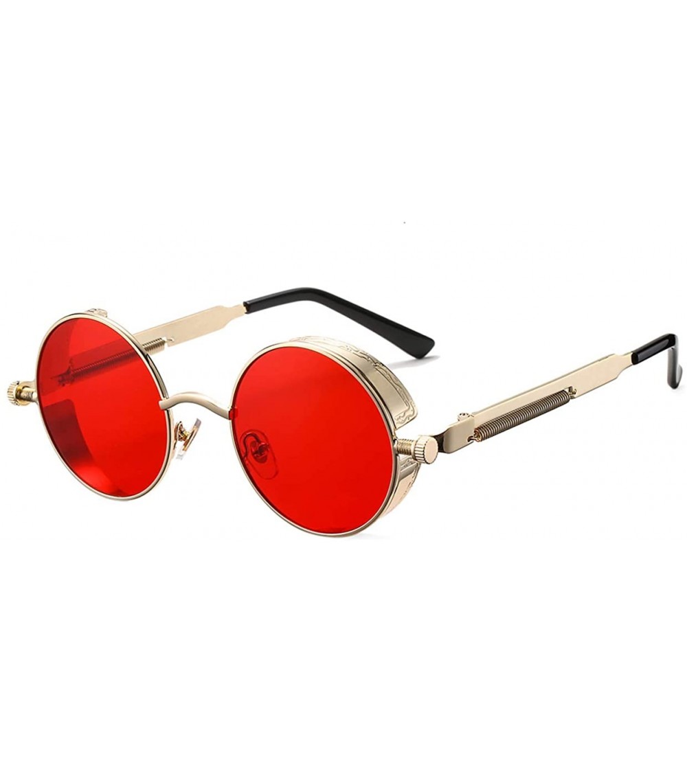 Wrap Vintage Round Steampunk Sunglasses for Women Men Retro Hippie Style Sun Glasses Circle Metal Frame - CG1994654W4 $24.23