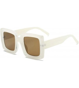 Square New Retro square big frame fashion sunglasses ladies trend Ultralight Men Sunglasses - Beige - C218WW90WUW $22.89