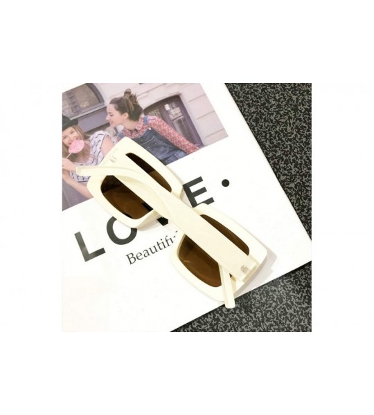 Square New Retro square big frame fashion sunglasses ladies trend Ultralight Men Sunglasses - Beige - C218WW90WUW $22.89