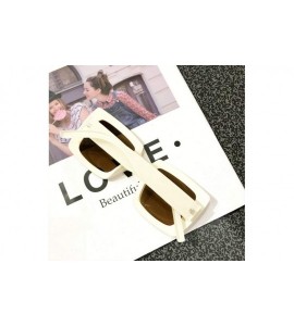 Square New Retro square big frame fashion sunglasses ladies trend Ultralight Men Sunglasses - Beige - C218WW90WUW $22.89