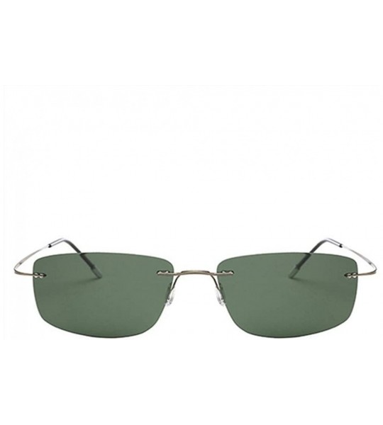 Oversized Titanium Rimless Sunglasses Polarized Men Super Thin Frameless Sun Black - Green - CN18XDWUXOG $39.98