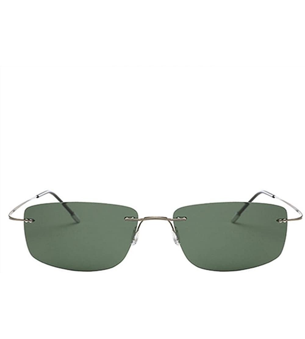 Oversized Titanium Rimless Sunglasses Polarized Men Super Thin Frameless Sun Black - Green - CN18XDWUXOG $39.98