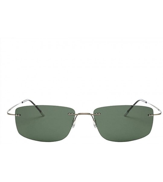 Oversized Titanium Rimless Sunglasses Polarized Men Super Thin Frameless Sun Black - Green - CN18XDWUXOG $39.98