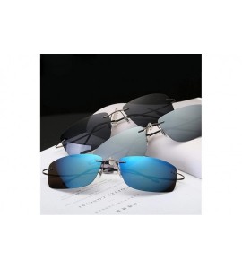 Oversized Titanium Rimless Sunglasses Polarized Men Super Thin Frameless Sun Black - Green - CN18XDWUXOG $39.98