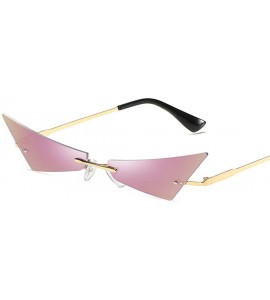 Rimless Women Men Polygon Sunglasses Futuristic Rimless Mirror Sun Glasses Narrow Cateye Sunglass Shade - Purple - CM18YC8SKM...