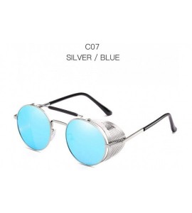 Aviator Vintage Steampunk Sunglasses Men Women Alloy Metal Frame Black Black - Silver Blue - C618XE0SHKS $19.09