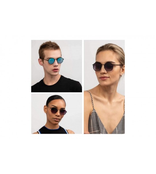 Aviator Round Metal Polarized Sunglasses for Men Women Retro Classic Aviator Sun Glasses - Black - C218WM93YKQ $19.28