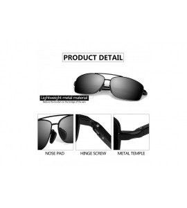 Rectangular Sports Polarized Sunglasses For Men-Rectangular Metal Frame Ultra Lightweight UV400 - Black/Black - CB18RHT8YGY $...