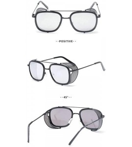 Square Fashion Sunglasses Designer Protection Eyewear - Black&silver - CY18A2SK4C2 $24.97