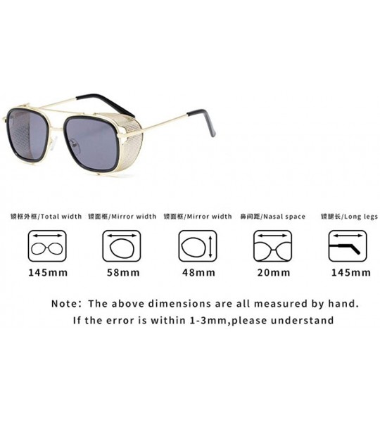 Square Fashion Sunglasses Designer Protection Eyewear - Black&silver - CY18A2SK4C2 $24.97