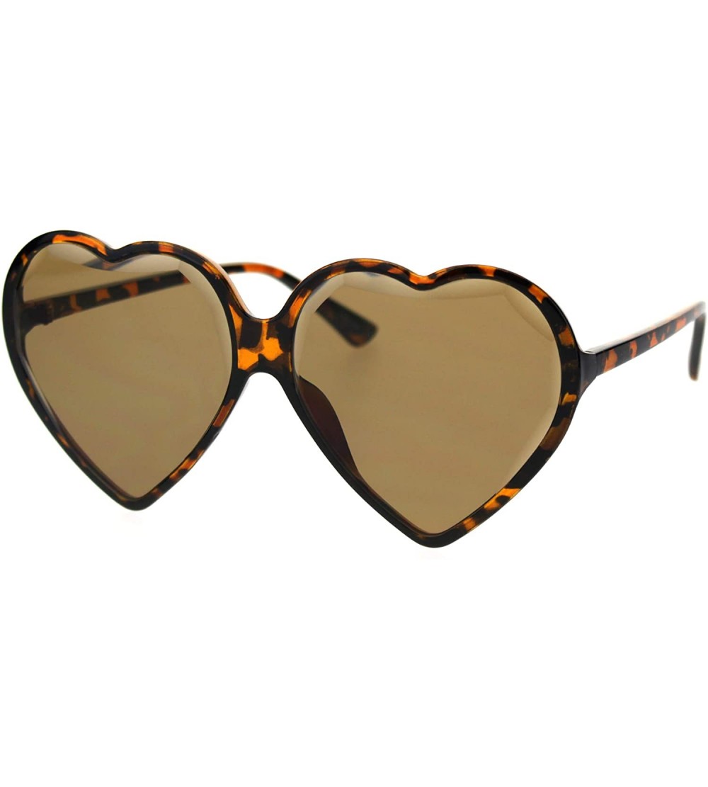 Rectangular Beveled Diamond Cut Edge Heart Shape Plastic Valentines Sunglasses - Tortoise Brown - CJ18TCIR4WY $22.31