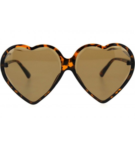 Rectangular Beveled Diamond Cut Edge Heart Shape Plastic Valentines Sunglasses - Tortoise Brown - CJ18TCIR4WY $22.31