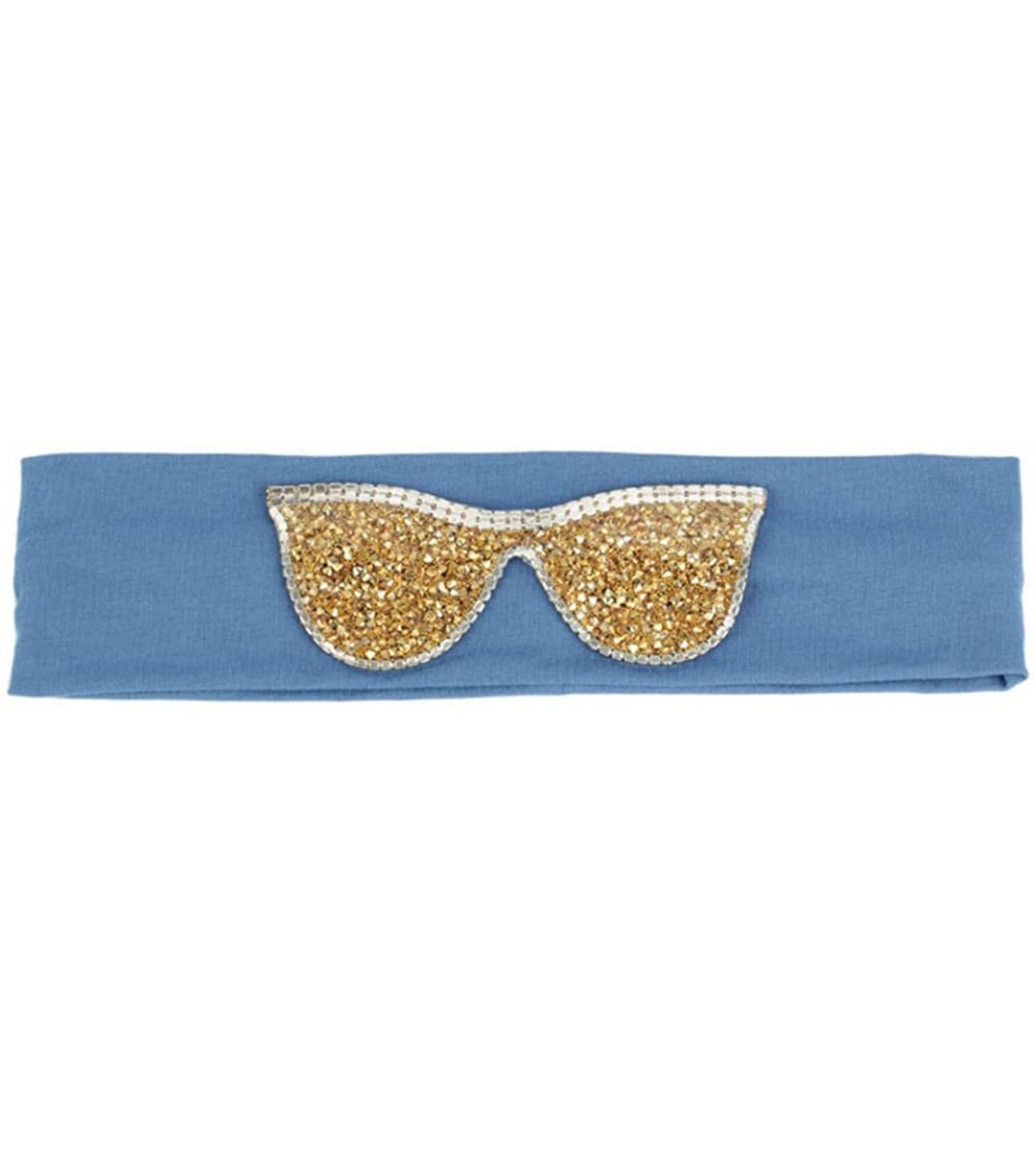 Wrap Plain Stretch Headb s Sunglasses Elastic Headb Rhinestones Hair B - Gold Blue - CL18T04Z205 $63.32