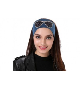 Wrap Plain Stretch Headb s Sunglasses Elastic Headb Rhinestones Hair B - Gold Blue - CL18T04Z205 $63.32