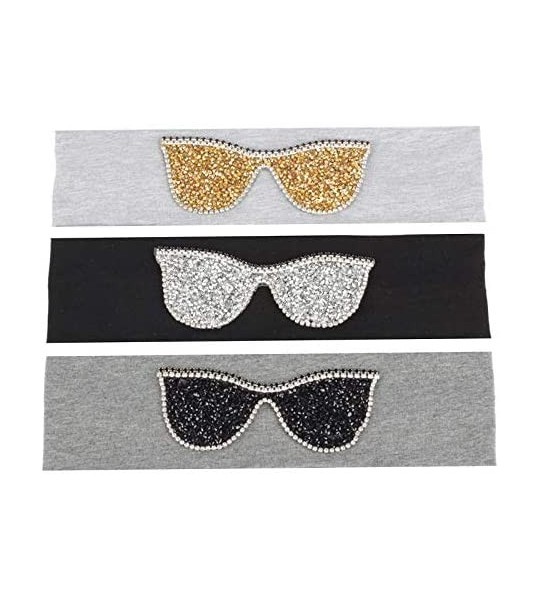 Wrap Plain Stretch Headb s Sunglasses Elastic Headb Rhinestones Hair B - Gold Blue - CL18T04Z205 $63.32