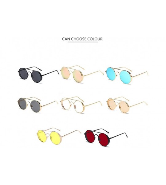 Square Fashion Glasses - Round Retro Eyewear UV400 Protection Steampunk Sunglasses - Black Frame Red Lens - CR190G20CUQ $19.32