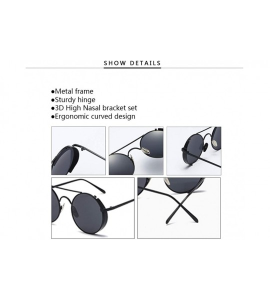 Square Fashion Glasses - Round Retro Eyewear UV400 Protection Steampunk Sunglasses - Black Frame Red Lens - CR190G20CUQ $19.32