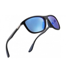 Square Retro Classic Polarized UV 400 Sunglasses for Men P201907 - Black/Blue - CP18RL9ZCXL $28.34