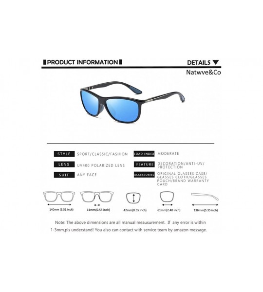 Square Retro Classic Polarized UV 400 Sunglasses for Men P201907 - Black/Blue - CP18RL9ZCXL $28.34