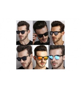 Square Retro Classic Polarized UV 400 Sunglasses for Men P201907 - Black/Blue - CP18RL9ZCXL $28.34