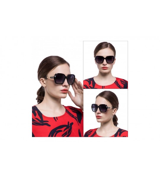 Round Oversized Sunglasses for Women Polarized UV Protection Vintage Fashion Sun Glasses Ladies Shades - CJ196ORLDK3 $30.16