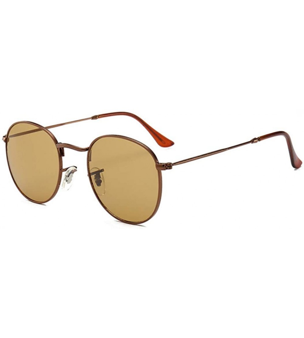 Wayfarer Glass Lens Retro Round Sunglasses Women Fashion Dark Green Sun Glasses 100% UV400 Polarized Lenses - Coffee Tea - CN...