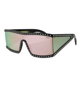 Rectangular Fashion Full Lens Plastic Frame Flat Lens Mirrored Tinted Trending Women's Sunglasses - Pink - CI18ILUZNZK $26.06