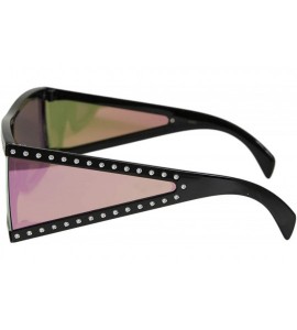 Rectangular Fashion Full Lens Plastic Frame Flat Lens Mirrored Tinted Trending Women's Sunglasses - Pink - CI18ILUZNZK $26.06