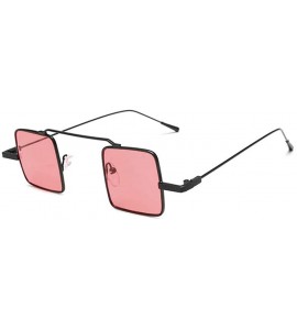 Square Vintage Square Small Metal Frame Sunglasses Tinted Lens Shades - Black-pink-tinted - CI18IRID2SX $20.22