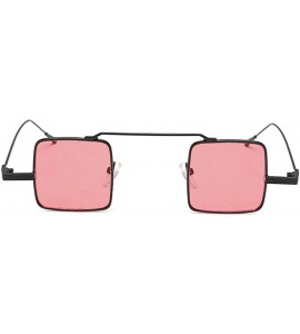 Square Vintage Square Small Metal Frame Sunglasses Tinted Lens Shades - Black-pink-tinted - CI18IRID2SX $20.22