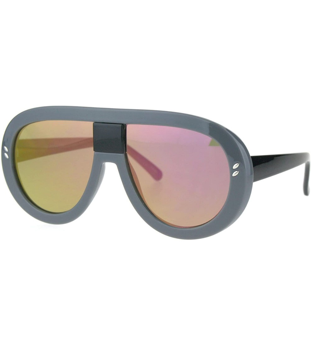 Shield Futuristic Fashion Sunglasses Oversized Round Shield Goggle Frame UV 400 - Gray (Fuchsia Mirror) - C1187ICUR2A $20.15