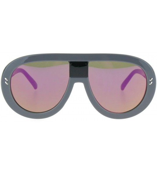 Shield Futuristic Fashion Sunglasses Oversized Round Shield Goggle Frame UV 400 - Gray (Fuchsia Mirror) - C1187ICUR2A $20.15