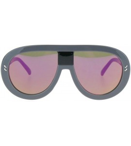 Shield Futuristic Fashion Sunglasses Oversized Round Shield Goggle Frame UV 400 - Gray (Fuchsia Mirror) - C1187ICUR2A $20.15