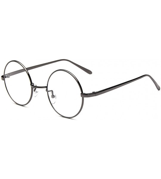 Oversized Oversized Vintage Round Retro Large Metal Frame Clear Lens Eyeglasses - Grey - C311U58LO31 $20.26