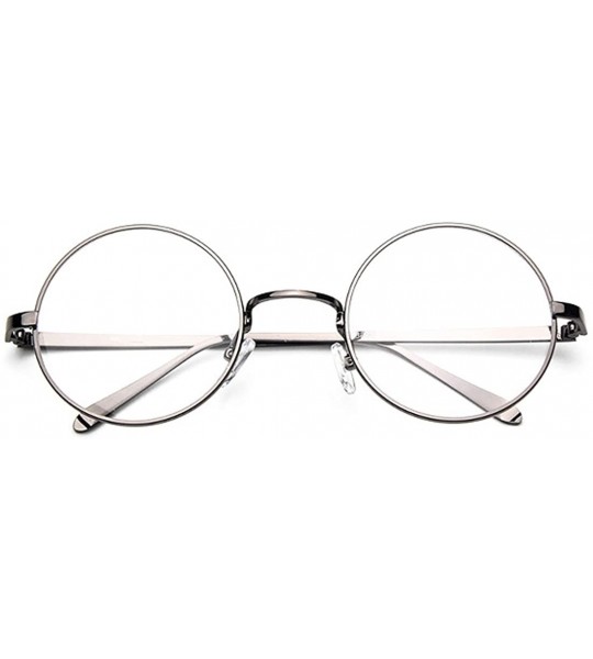 Oversized Oversized Vintage Round Retro Large Metal Frame Clear Lens Eyeglasses - Grey - C311U58LO31 $20.26