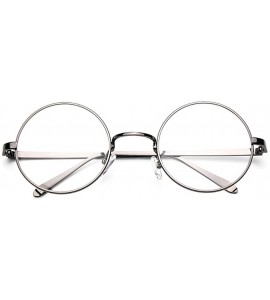 Oversized Oversized Vintage Round Retro Large Metal Frame Clear Lens Eyeglasses - Grey - C311U58LO31 $20.26