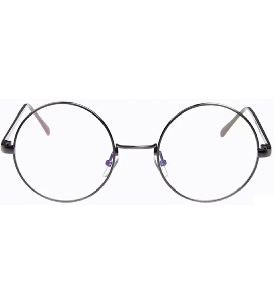 Oversized Oversized Vintage Round Retro Large Metal Frame Clear Lens Eyeglasses - Grey - C311U58LO31 $20.26