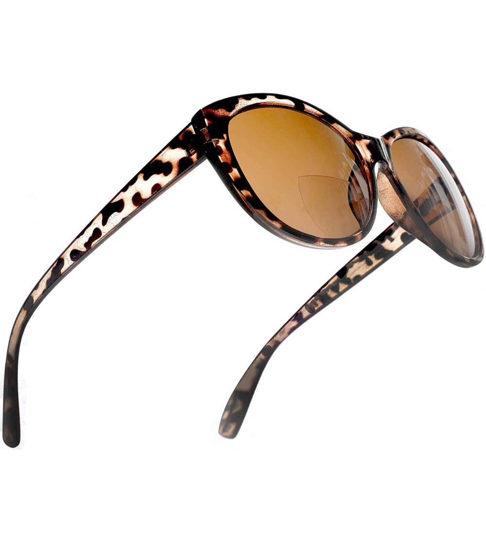 Round Reader Sunglasses for Women Bifocal for Reading Under the Sun Cateye Glasses - Brown Tortoise - CM11N0HGJZR $49.72