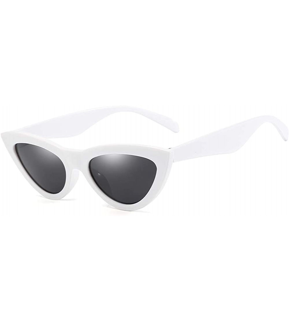 Oval Women Sunglasses Retro Black Grey Drive Holiday Oval Non-Polarized UV400 - White Grey - CJ18R4WM6HI $18.06