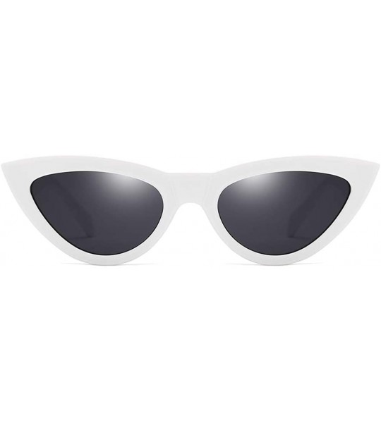 Oval Women Sunglasses Retro Black Grey Drive Holiday Oval Non-Polarized UV400 - White Grey - CJ18R4WM6HI $18.06