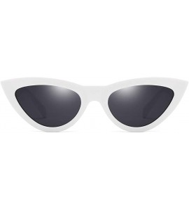 Oval Women Sunglasses Retro Black Grey Drive Holiday Oval Non-Polarized UV400 - White Grey - CJ18R4WM6HI $18.06