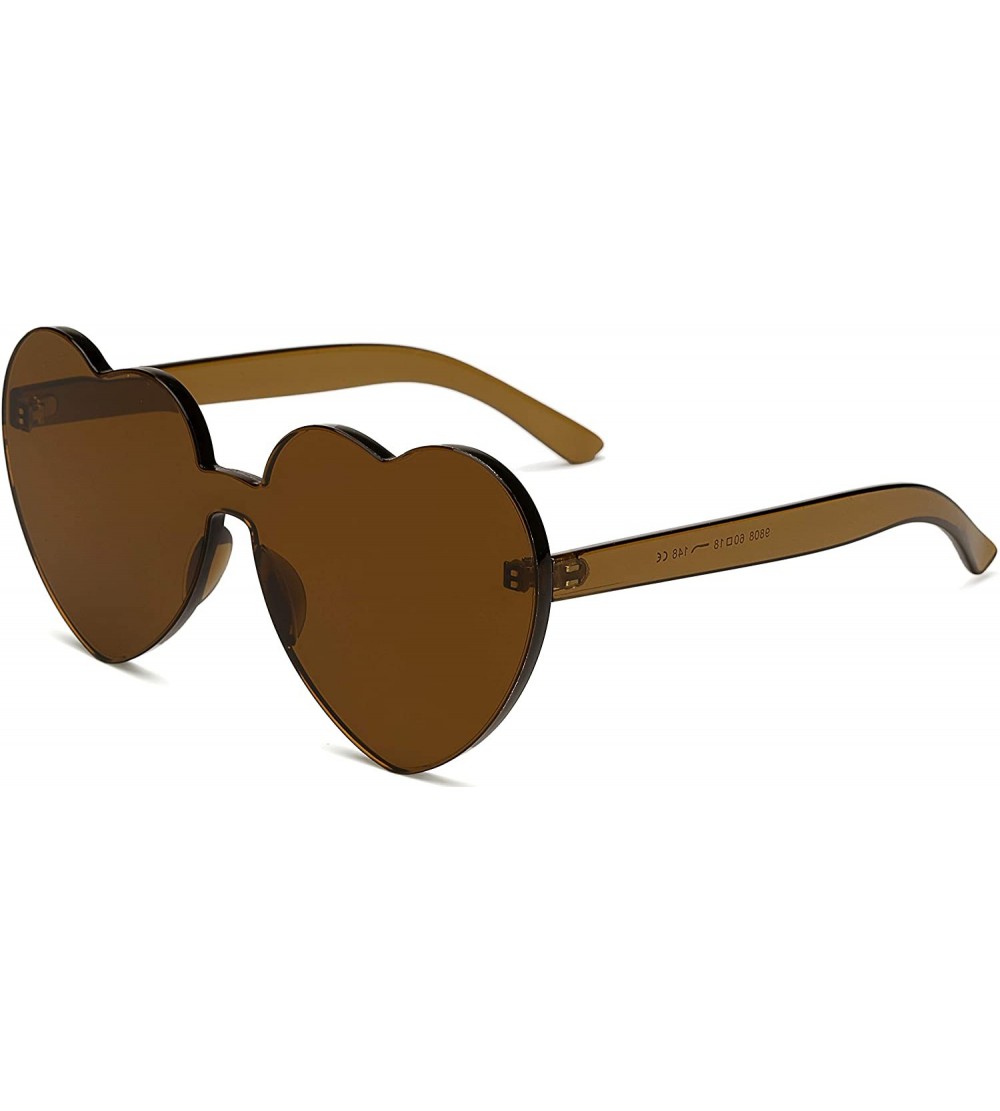 Square Fashion Rimless One Piece Clear Lens Color Candy Sunglasses - Amber - CT18ERQ5542 $19.46