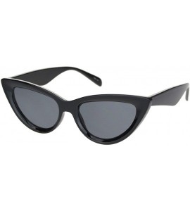 Cat Eye Womens Vintage Retro Beveled Frame Goth Cat Eye Plastic Sunglasses - All Black - C918O9N48MO $19.47