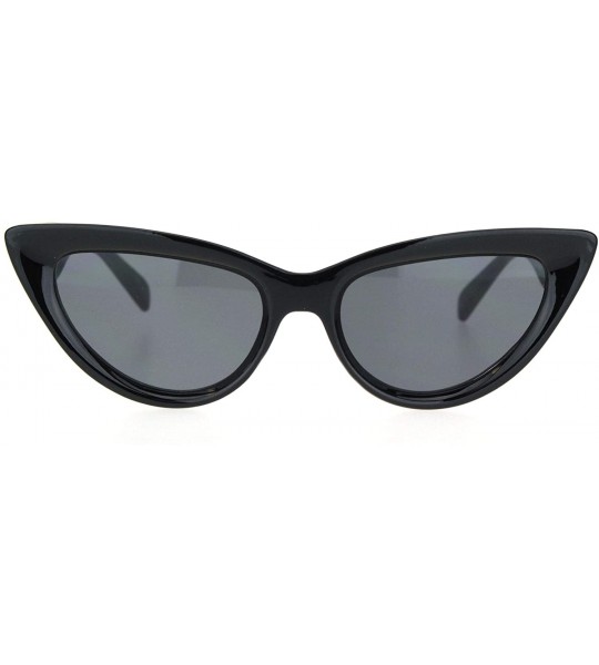 Cat Eye Womens Vintage Retro Beveled Frame Goth Cat Eye Plastic Sunglasses - All Black - C918O9N48MO $19.47