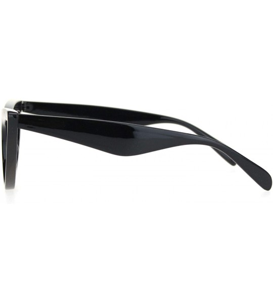 Cat Eye Womens Vintage Retro Beveled Frame Goth Cat Eye Plastic Sunglasses - All Black - C918O9N48MO $19.47