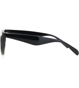 Cat Eye Womens Vintage Retro Beveled Frame Goth Cat Eye Plastic Sunglasses - All Black - C918O9N48MO $19.47